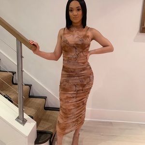 Sheer Patterned Midi Dress